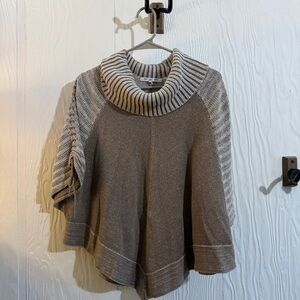 Eight Eight Eight Striped Cowl Neck Sweater in Brown and Cream
